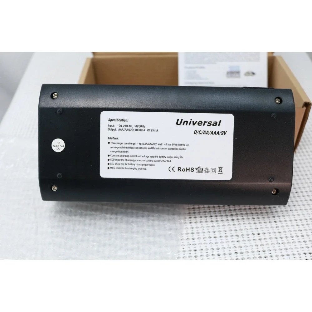 PALO C906W Battery Charger OS Gray Universal LCD Ni-MH Ni-CD AA AAA C D 9V
